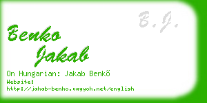 benko jakab business card